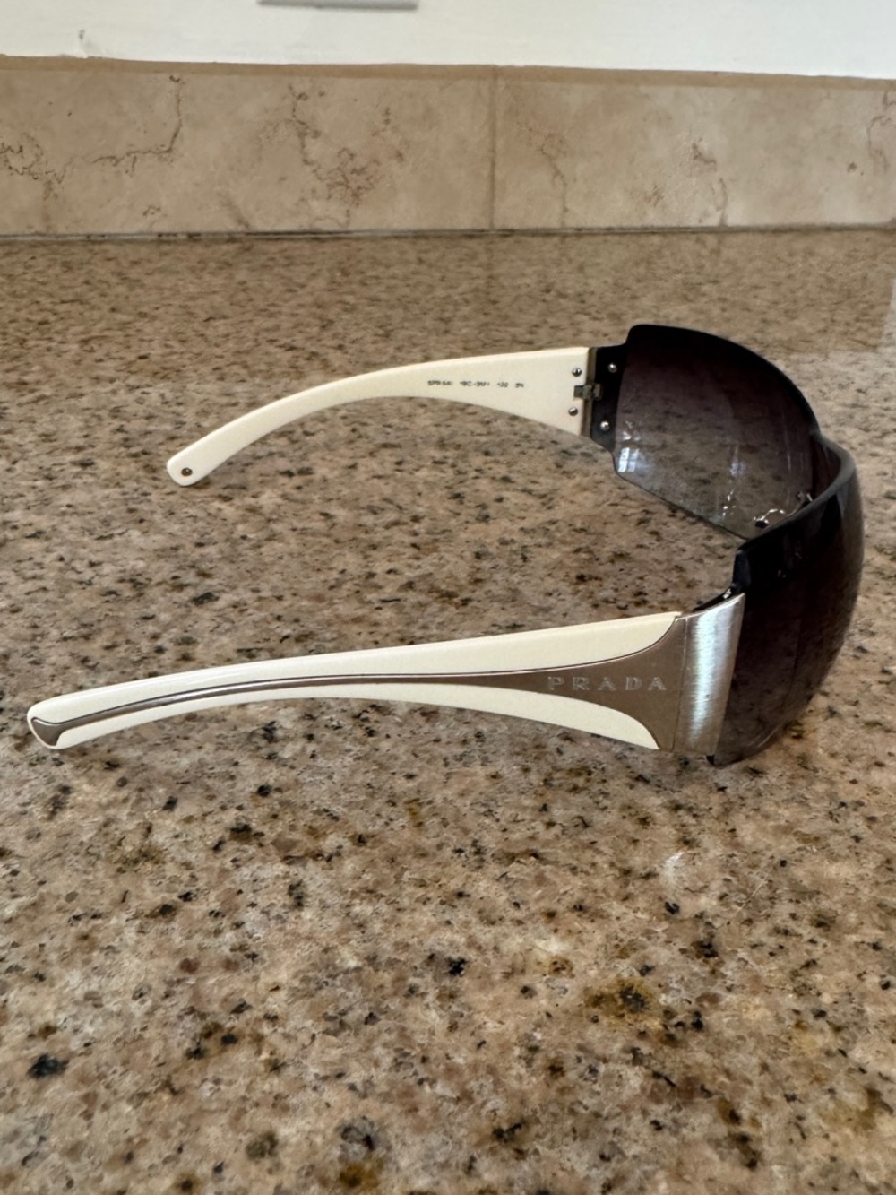 Vintage Rare Authentic Prada Sunglasses Brown Gradient SPR041 Shield Style - Picture 5 of 13